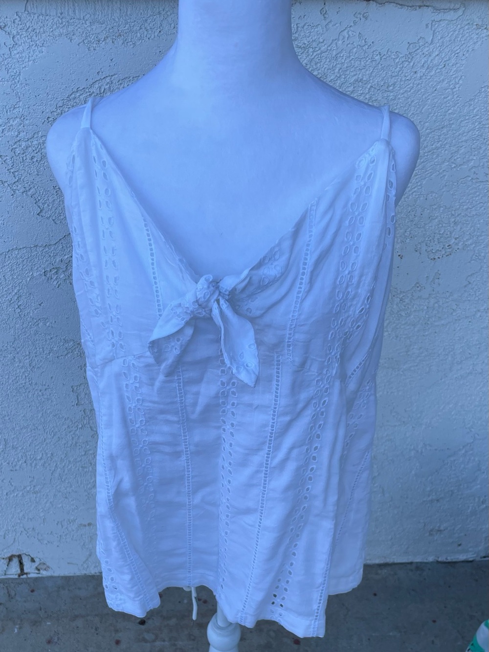 White Eyelet Tie-Front Cami Top
